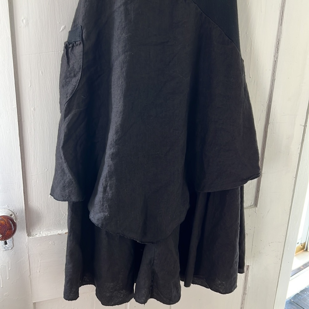 Women's Black Italian Linen Midi Tank Dress - Picture 4 of 10